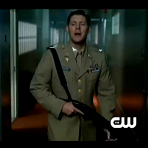 Dean, in a video game... in uniform...